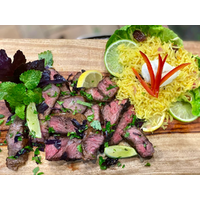 Beef Scotch Fillet with Saffron Rice Recipe image