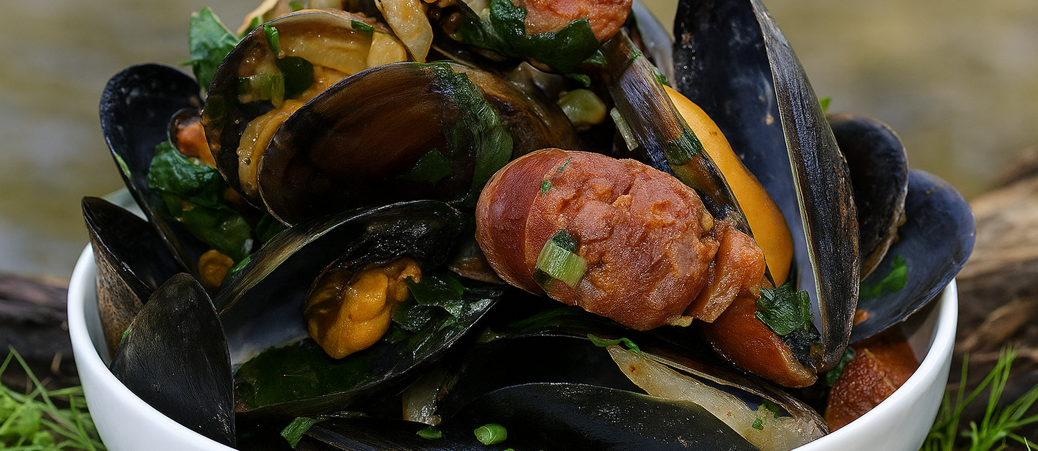 A Different Kind of Surf & Turf - Mussels with Chorizo