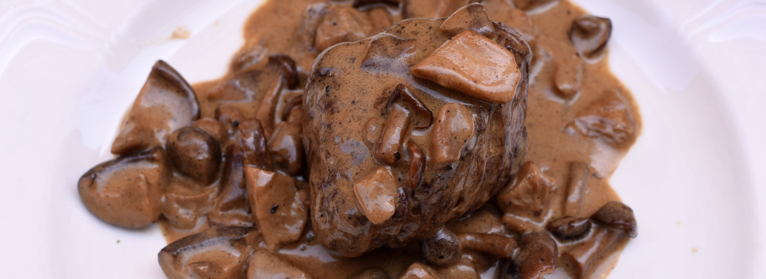 Braised Beef in rich mushroom gravy