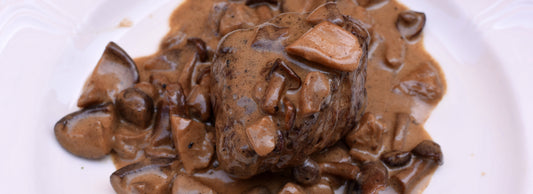 Braised Beef in rich mushroom gravy