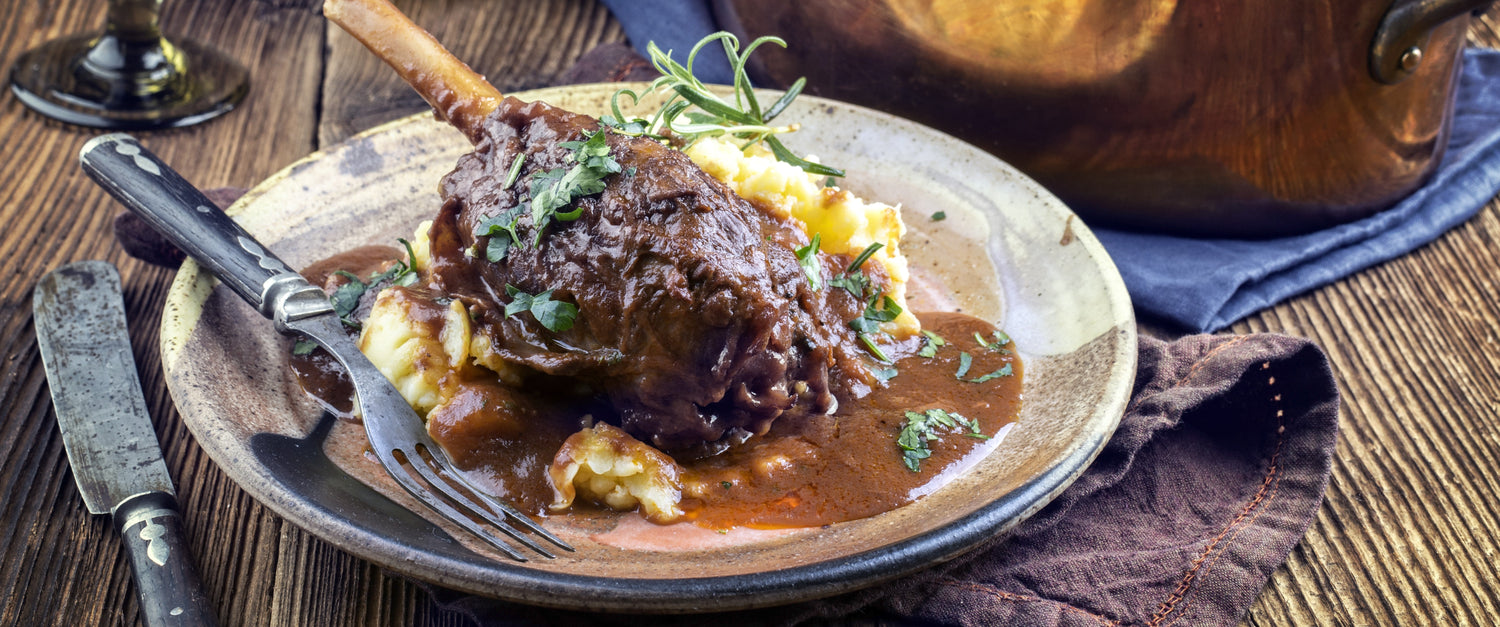 Slow Cooked Braised Lamb Shanks