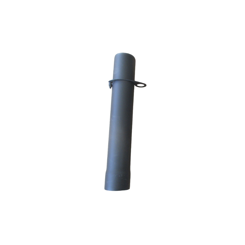 A black cylindrical case with a strap attached near the top, standing vertically against a white background. Designed for safely storing your Ozpig Big Pig Chimney With Damper, the case tapers slightly at the bottom end.