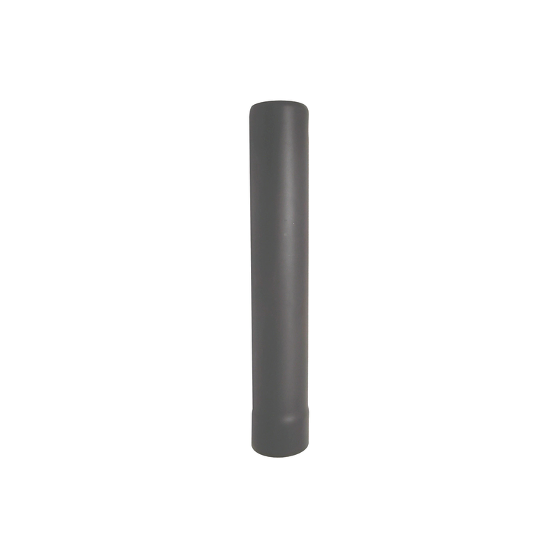 A single, smooth, cylindrical black Ozpig Straight Chimney Section stands vertically against a plain white background, evoking the essential simplicity of outdoor cooking gear.