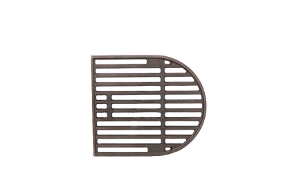 The Ozpig Big Pig Chargrill by Ozpig is a metal grate with a flat left edge and a rounded right edge. Featuring horizontal and vertical bars that create rectangular openings, it’s perfect for infusing your food with authentic wood-fired flavor—an essential addition to any Big Pig barbecue setup. Shown against a white background.
