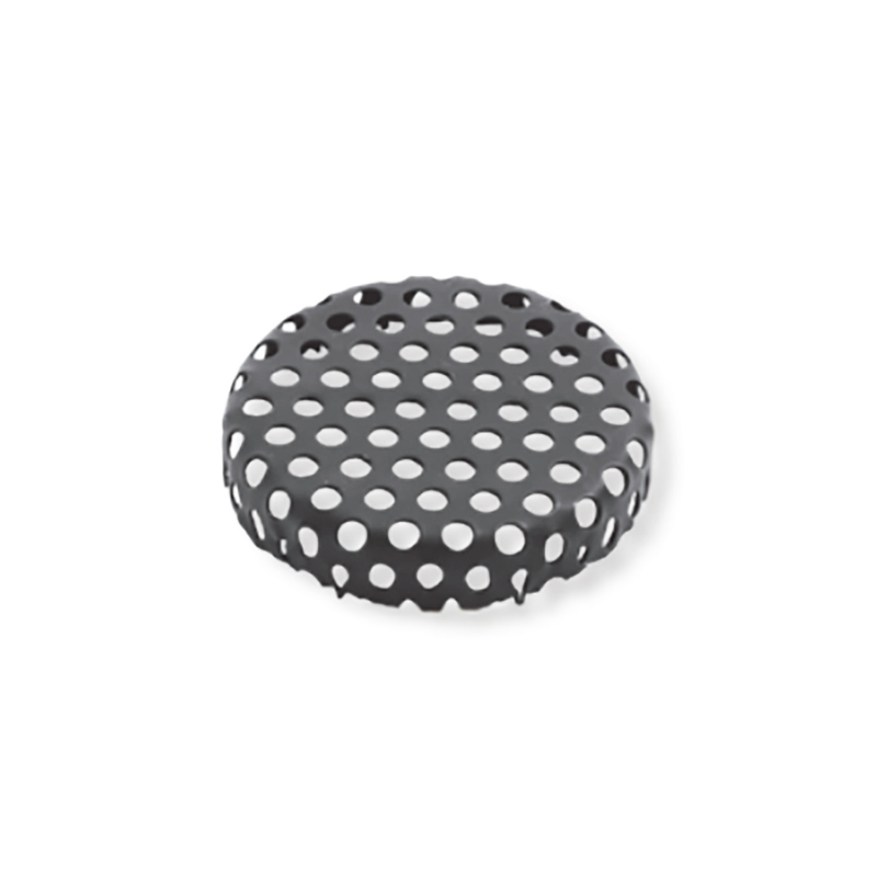 The Ozpig Spark Arrestor by Ozpig is round and features black fabric with evenly spaced white polka dots, wrapped smoothly around the surface and shown against a plain white background.