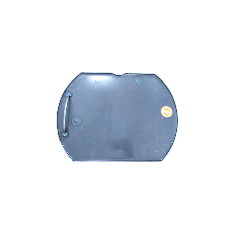The Ozpig Series 2 Large Warming Plate by Ozpig is a flat, dark gray, rectangular plastic tray with rounded edges and a left-side handle—perfect as a replacement warming plate for the Ozpig Series 2. Shown on a white background.