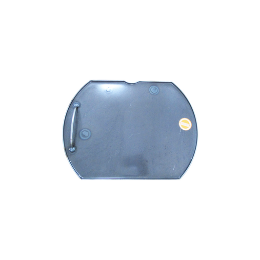 The Ozpig Series 2 Large Warming Plate by Ozpig is a flat, dark gray, rectangular plastic tray with rounded edges and a left-side handle—perfect as a replacement warming plate for the Ozpig Series 2. Shown on a white background.