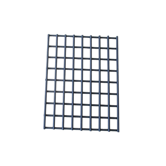 The Ozpig Big Pig Fire Grate by Ozpig is a rectangular black metal grid featuring evenly spaced horizontal and vertical bars that form square openings, shown against a white background—perfect as a replacement fire grate for the Ozpig Big Pig.