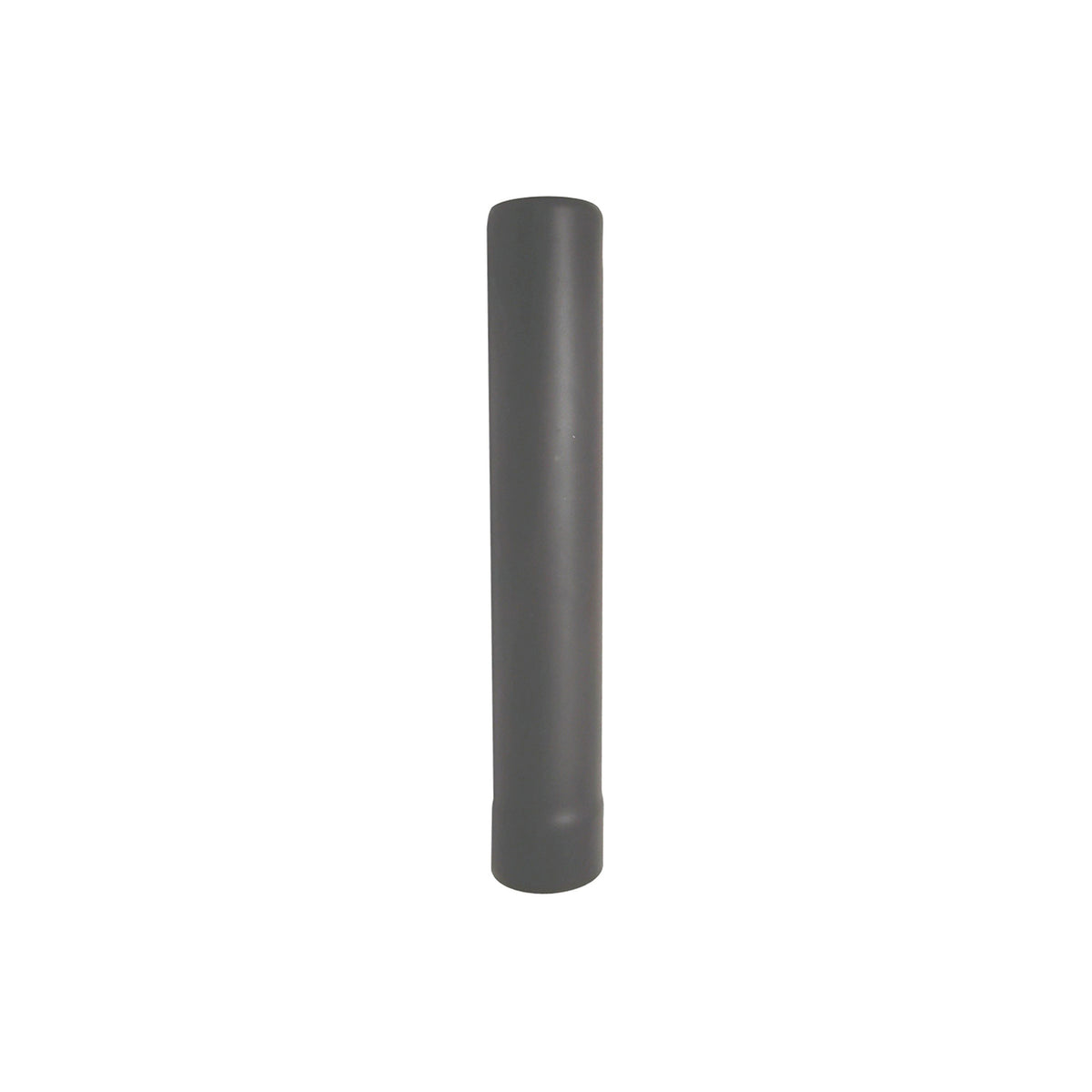 An Ozpig Big Pig Straight Chimney Section from Ozpig, with its plain cylindrical shape and black finish, stands upright against a white background.