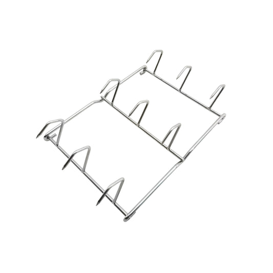 The Ozpig Oven Smoker Hanging Rack by Ozpig features angled supports designed to hold multiple racks of ribs upright for grilling or smoking, making it ideal for maximizing space in your Ozpig Oven Smoker while preparing mouthwatering smoked meats.
