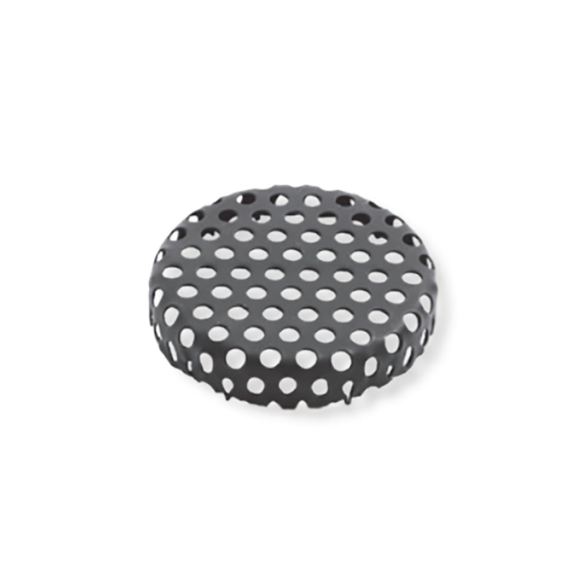 An Ozpig Spark Arrestor by Ozpig, covered in black and white polka dot fabric, is photographed on a white background.
