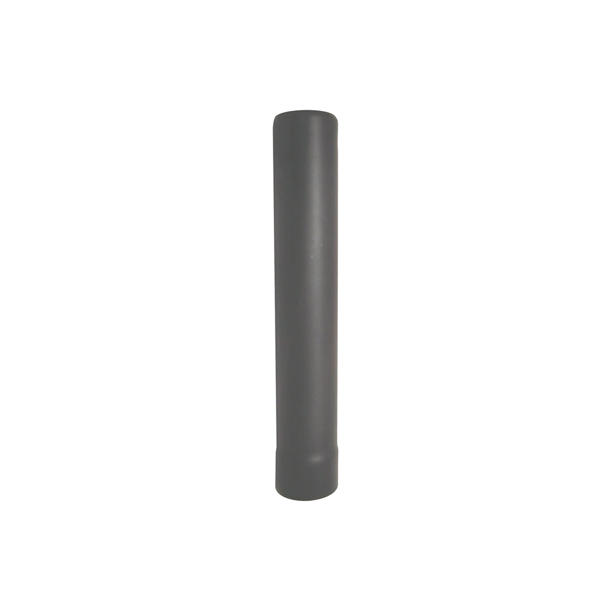 An Ozpig Straight Chimney Section from Ozpig, featuring a single cylindrical design in dark gray, stands vertically against a plain white background.